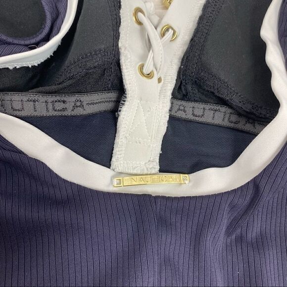 Nautica Navy  Ribbed With White Trim One Piece - Picture 7 of 9